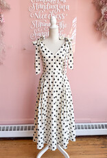 Lucy Paris Ryleigh Polkadot Midi Dress With Shoulder Ties