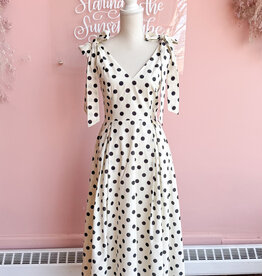 Lucy Paris Ryleigh Polkadot Midi Dress With Shoulder Ties
