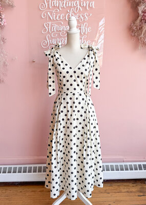 Lucy Paris Ryleigh Polkadot Midi Dress With Shoulder Ties