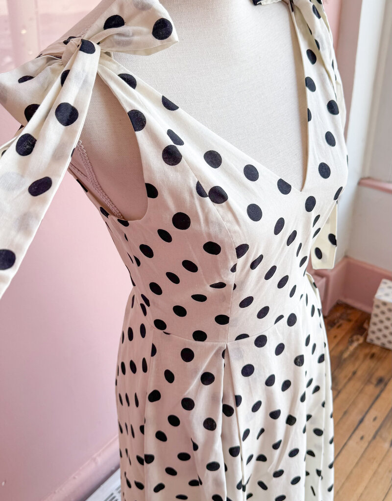 Lucy Paris Ryleigh Polkadot Midi Dress With Shoulder Ties