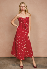 Dress Forum Show Out Strapless Midi in Red/Ivory Polka Dot