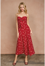 Dress Forum Show Out Strapless Midi in Red/Ivory Polka Dot
