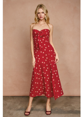 Dress Forum Show Out Strapless Polkadot Midi Dress