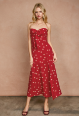 Dress Forum Show Out Strapless Midi in Red/Ivory Polka Dot