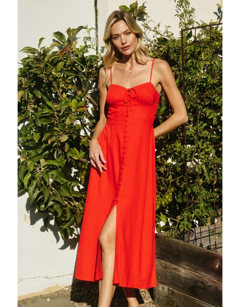 Dress Forum Chiara Sweetheart Midi Dress in Red