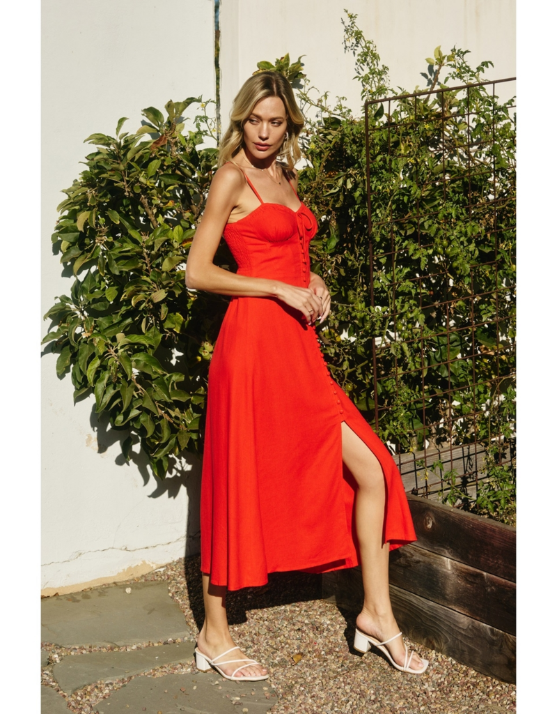 Dress Forum Chiara Sweetheart Midi Dress in Red