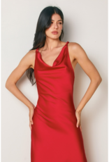 Dress Forum Going Out Twisted Strap Satin Maxi Dress in Red