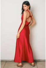 Dress Forum Going Out Twisted Strap Satin Maxi Dress in Red
