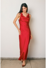 Dress Forum Going Out Twisted Strap Satin Maxi Dress in Red