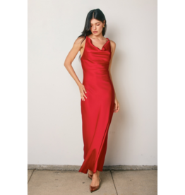 Dress Forum Going Out Twisted Strap Satin Maxi Dress in Red
