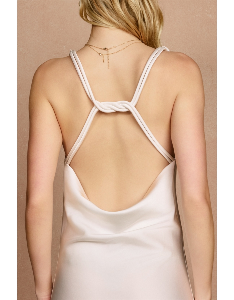 Dress Forum Going Out Twisted Strap Satin Maxi Dress in White