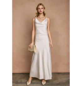Dress Forum Going Out Twisted Strap Satin Maxi Dress in White