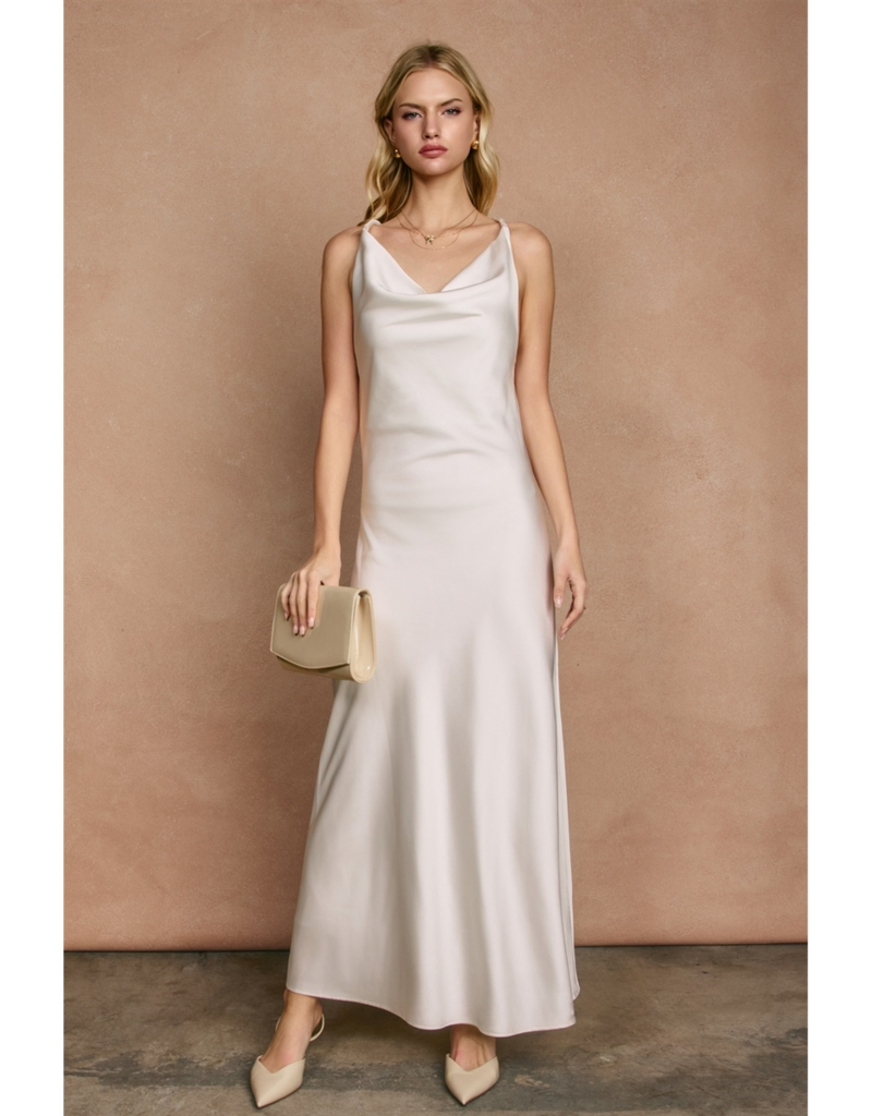 Dress Forum Going Out Twisted Strap Satin Maxi Dress in White