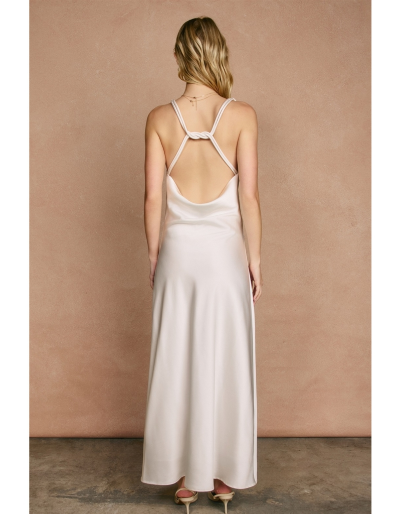 Dress Forum Going Out Twisted Strap Satin Maxi Dress in White