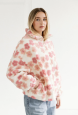 Brunette the Label Floral Sherpa Jacket in Cream and Pink Flowers