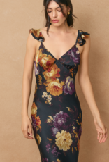 Dress Forum Hidden Haven Flutter Shoulder Maxi Dress in Nightfall Floral Print