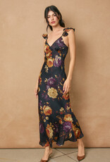 Dress Forum Hidden Haven Flutter Shoulder Maxi Dress in Nightfall Floral Print