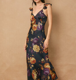 Dress Forum Hidden Haven Flutter Shoulder Maxi Dress in Nightfall Floral Print