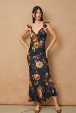 Dress Forum Hidden Haven Flutter Shoulder Maxi Dress in Nightfall Floral Print