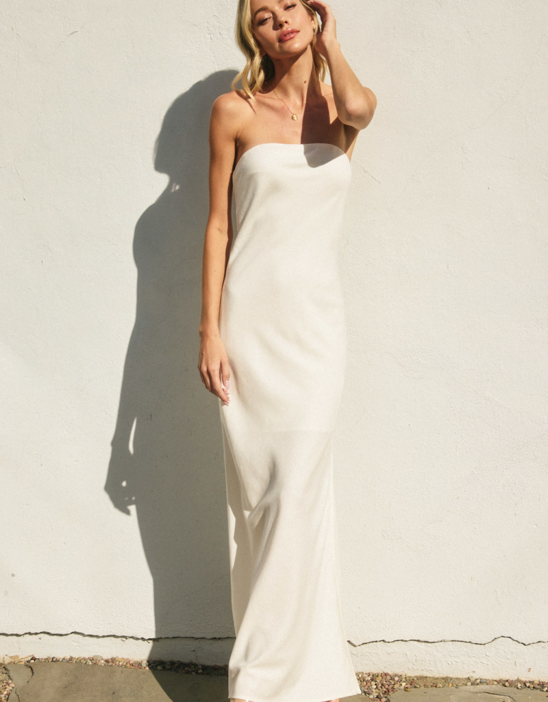 Dress Forum Heavenly Strapless Tie Back Maxi Dress in Ivory