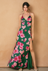 Dress Forum Desert Rose Satin Maxi Dress in Jasper Rose Print