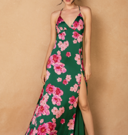 Dress Forum Desert Rose Satin Maxi Dress in Jasper Rose Print