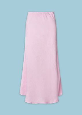 ASTRID Carla Midi Linen Skirt in Pink