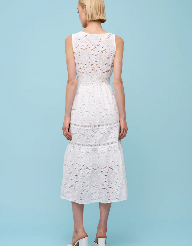 ASTRID 100% Cotton Eyelet Midi Dress