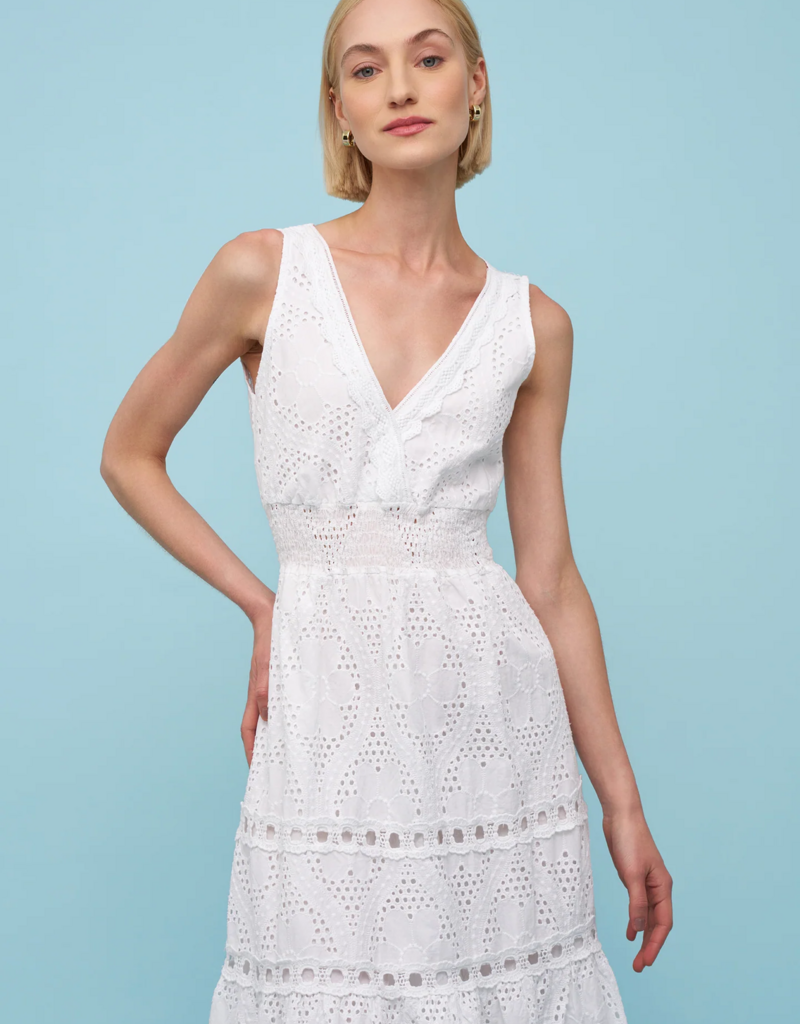 ASTRID 100% Cotton Eyelet Midi Dress