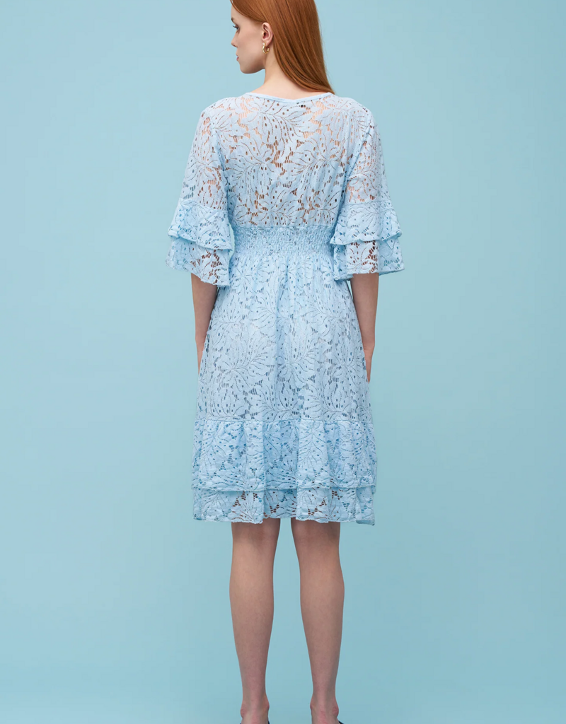 ASTRID Carrie Lace Cotton Midi Dress in Fuchsia