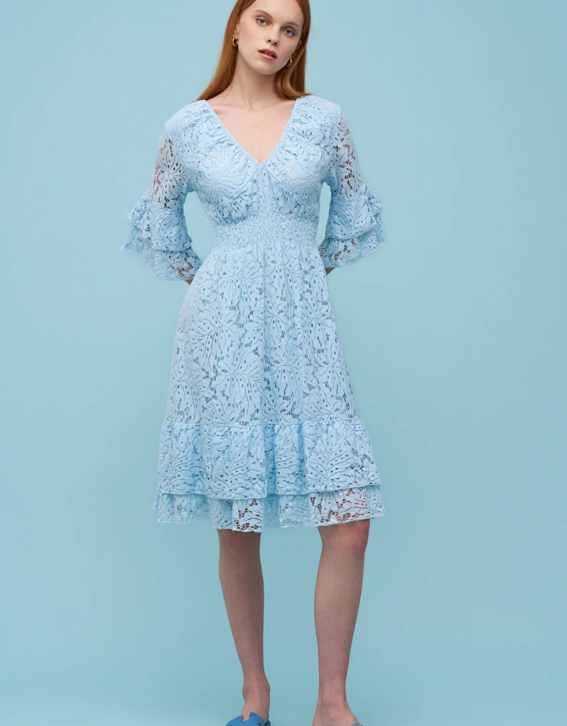 ASTRID Carrie Lace Cotton Midi Dress in Fuchsia