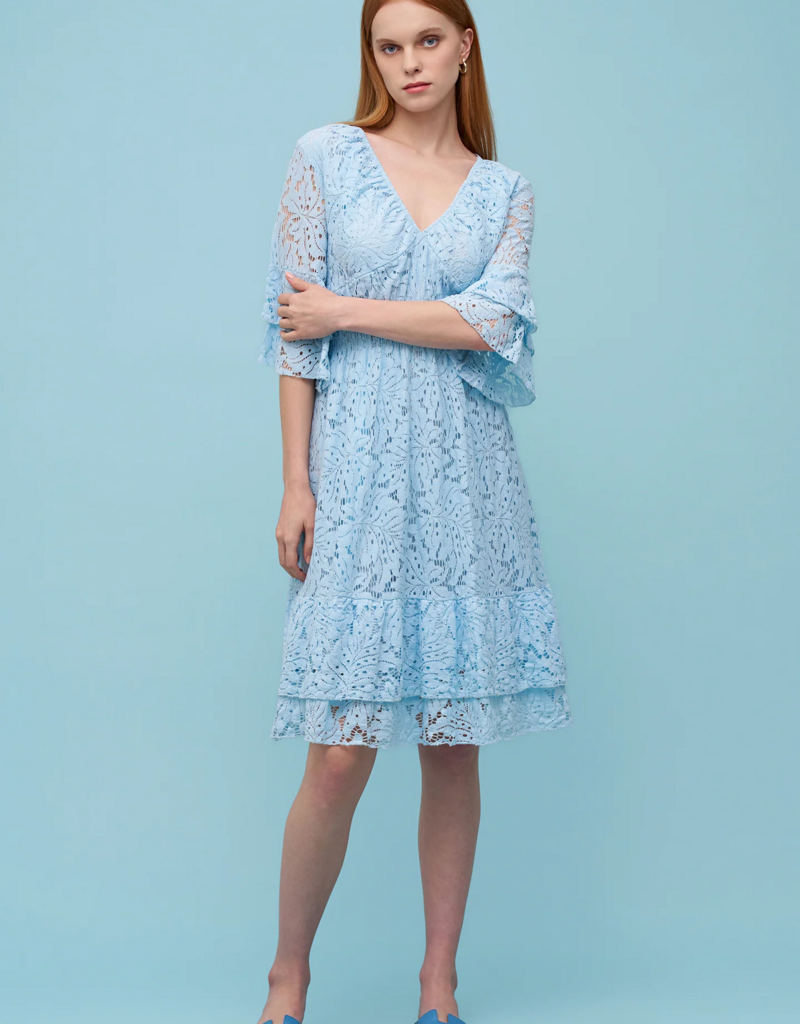 ASTRID Carrie Lace Cotton Midi Dress in Fuchsia