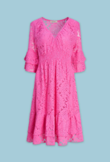 ASTRID Carrie Lace Cotton Midi Dress in Fuchsia
