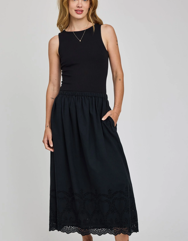 Gentle Fawn Elodie 100% Cotton Eyelet Skirt in Black