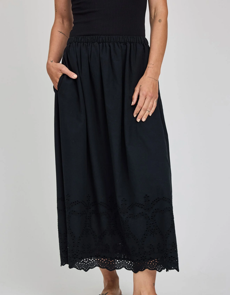 Gentle Fawn Elodie 100% Cotton Eyelet Skirt in Black
