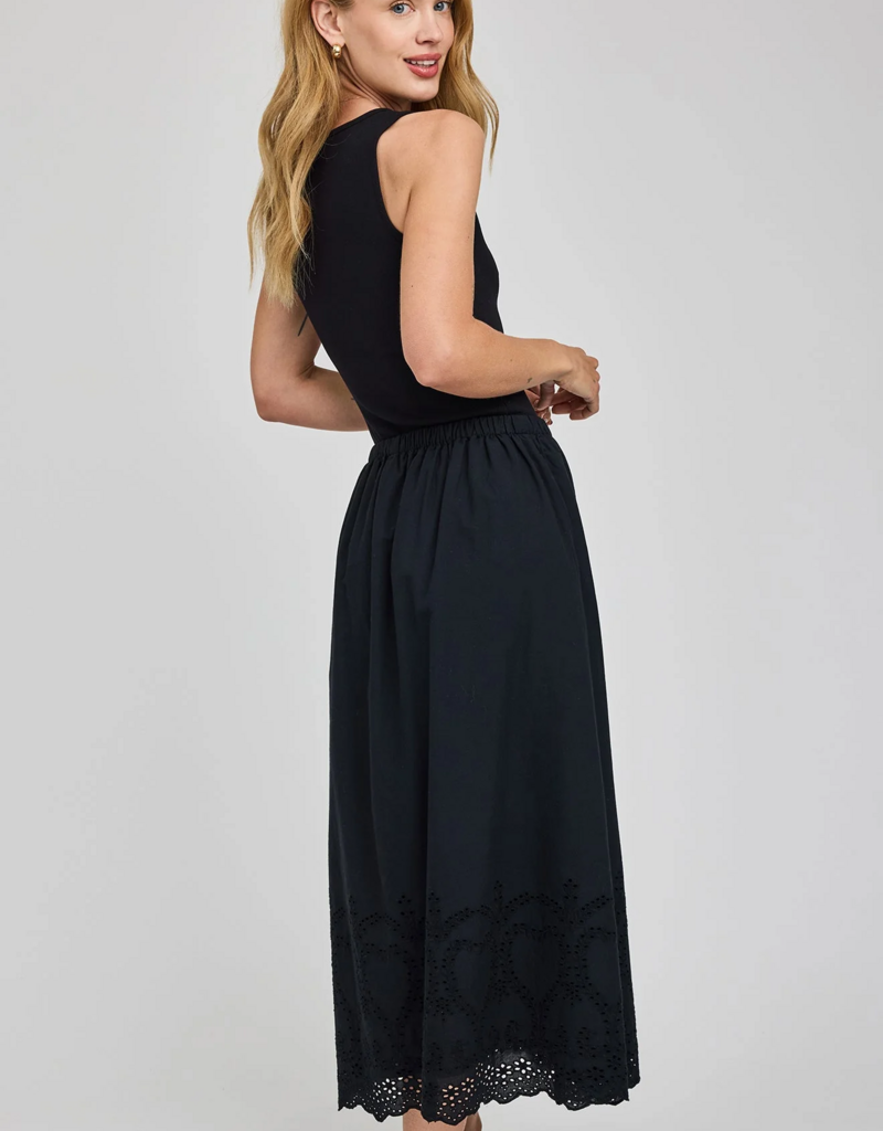 Gentle Fawn Elodie 100% Cotton Eyelet Skirt in Black