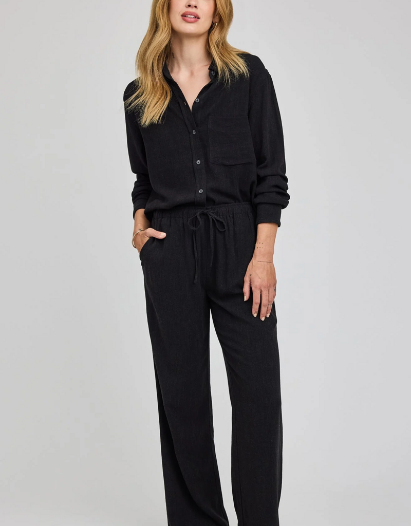 Gentle Fawn Finley Linen Blend Pant in Black (FINAL SALE)