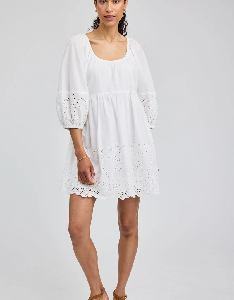 Gentle Fawn Coralina 100% Cotton Eyelet Mini Dress in White