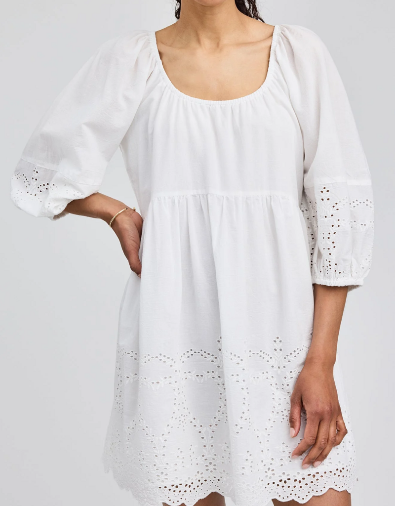 Gentle Fawn Coralina 100% Cotton Eyelet Mini Dress in White
