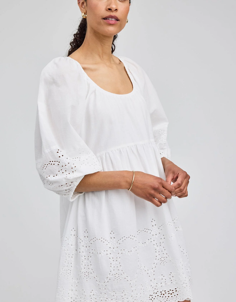 Gentle Fawn Coralina 100% Cotton Eyelet Mini Dress in White