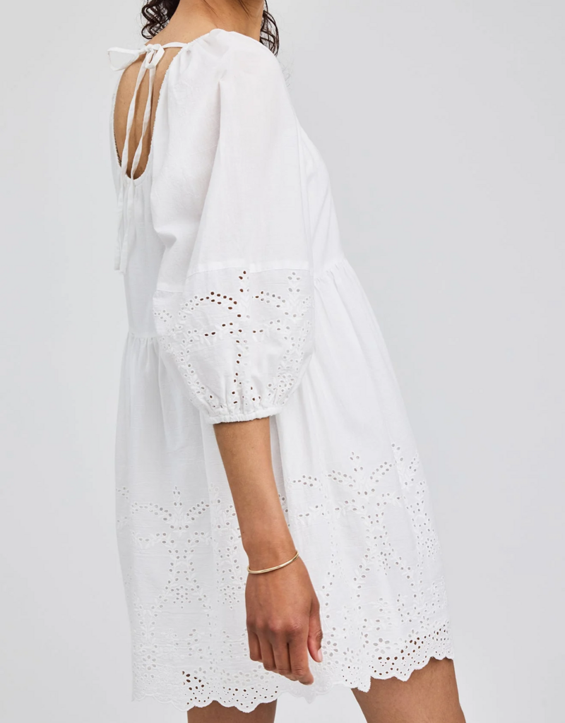 Gentle Fawn Coralina 100% Cotton Eyelet Mini Dress in White