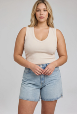 Gentle Fawn Crawford V-Neck Ribbed Tank Top in Alabaster