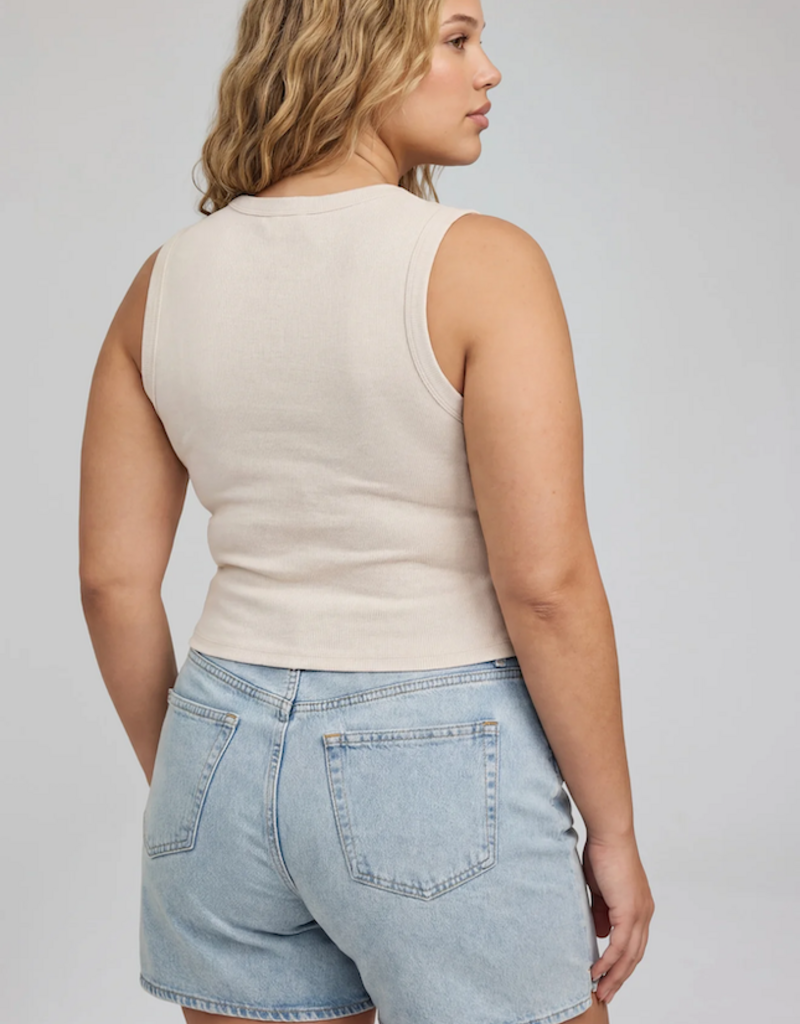 Gentle Fawn Crawford V-Neck Ribbed Tank Top in Alabaster