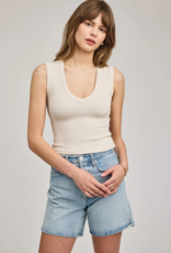 Gentle Fawn Crawford V-Neck Ribbed Tank Top in Alabaster