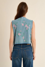 Molly Bracken Katie Floral Printed Denim Bolero Vest