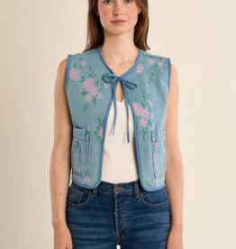Molly Bracken Katie Floral Printed Denim Vest