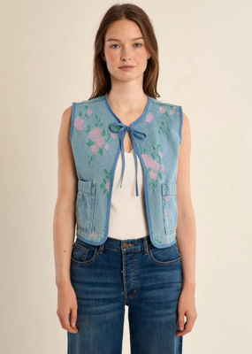 Molly Bracken Katie Floral Printed Denim Vest