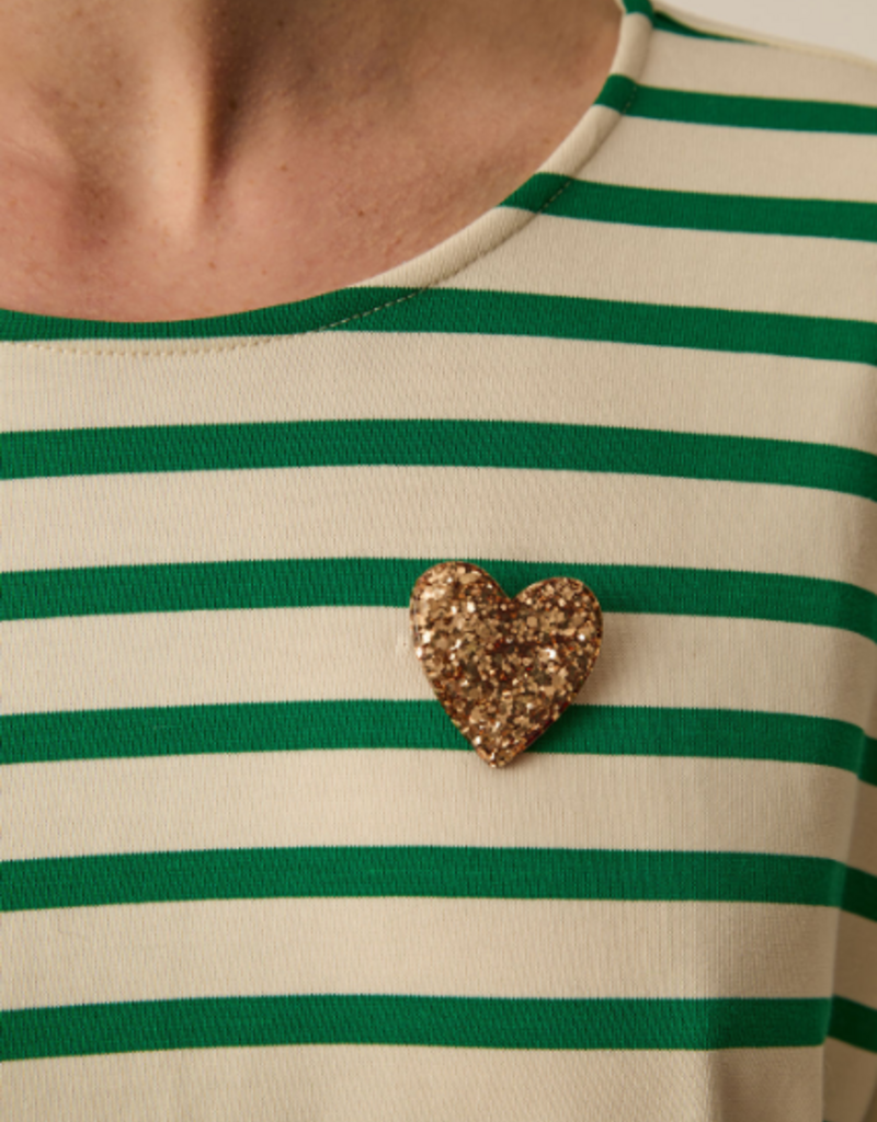 Des Petits Hauts Marly Glitter Enamel Heart Brooch