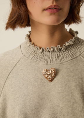 Des Petits Hauts Marly Glitter Enamel Heart Brooch