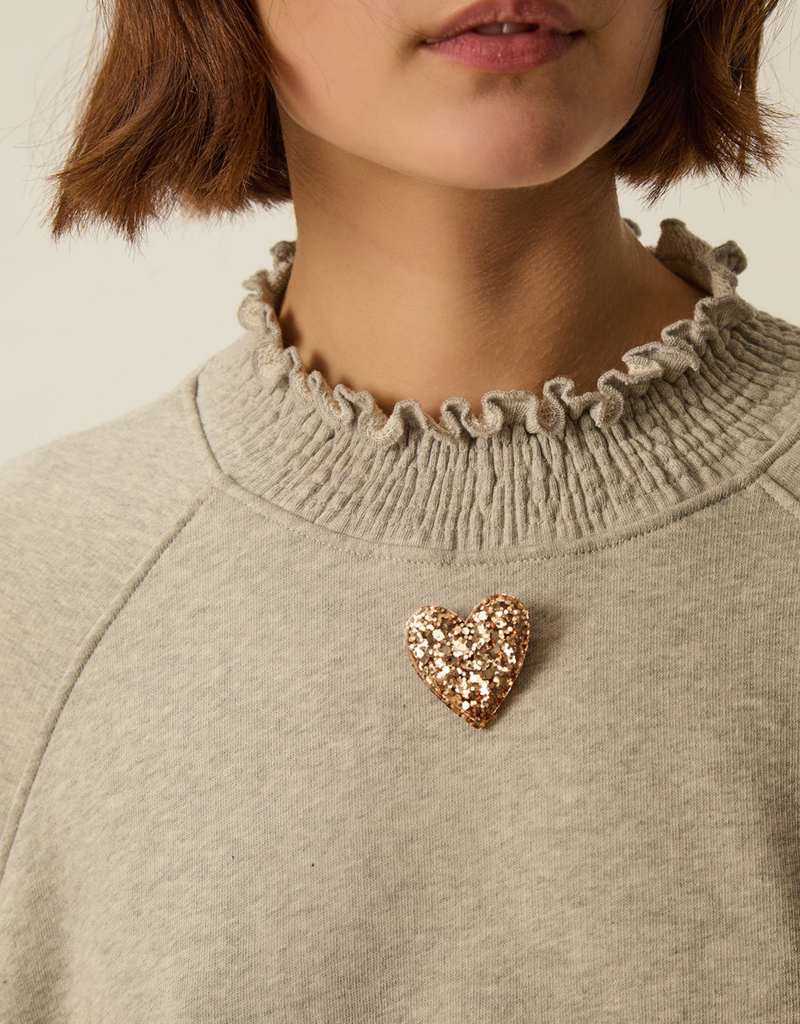 Des Petits Hauts Marly Glitter Enamel Heart Brooch